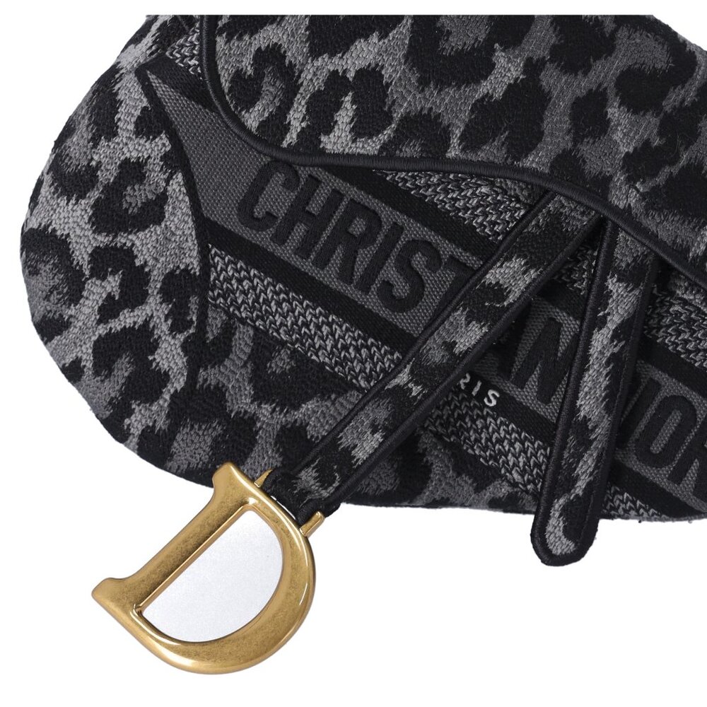 Christian Dior Medium Saddle Bag Mizza Embroidered Leopard BLack Grey Multi - Picture 3 of 11